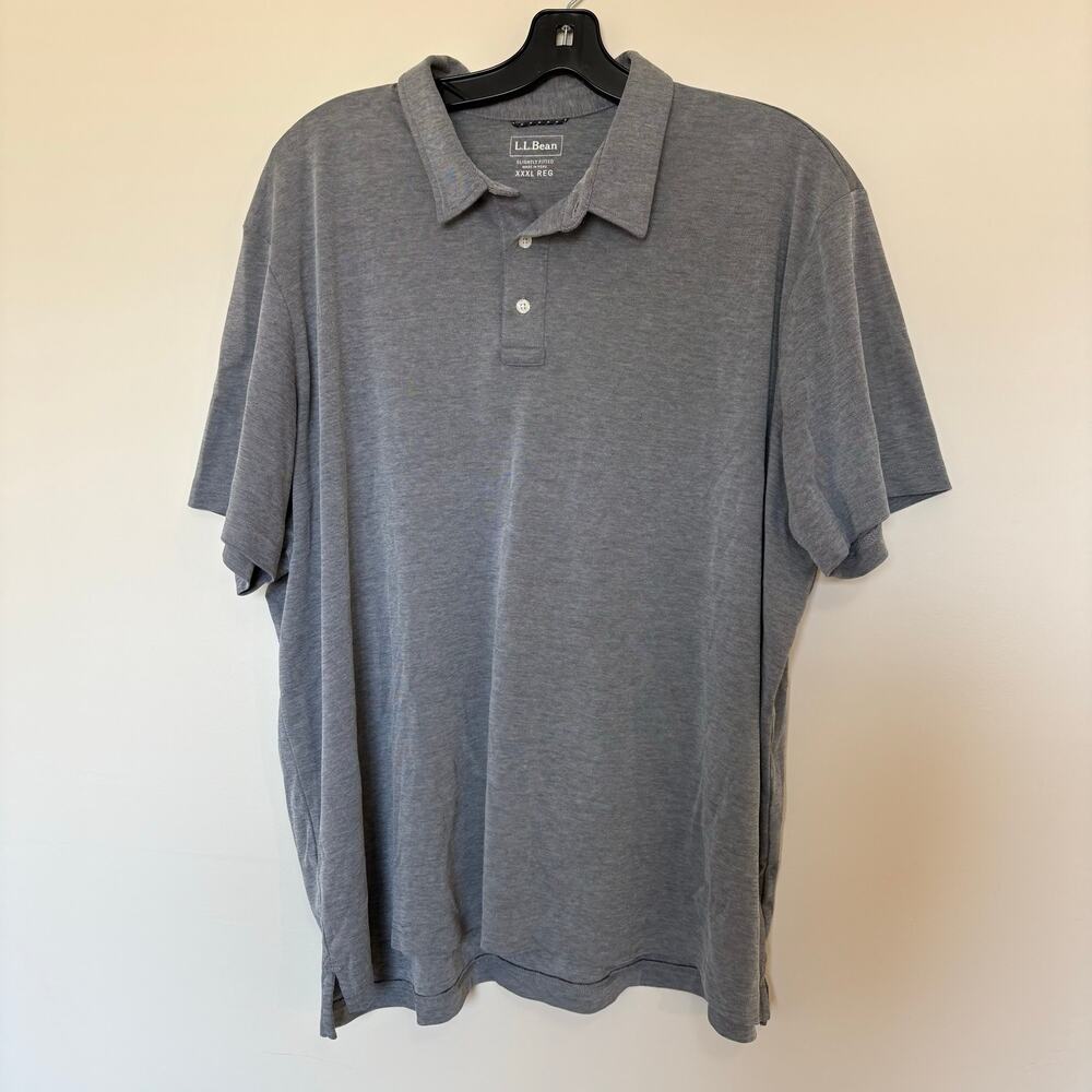 L.L.Bean Slightly Fitted Polo Shirt Men's XXXL Gray Short Sleeve Made in Peru